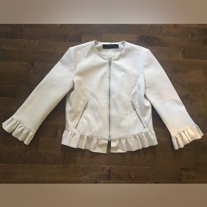 Cream Zara Basics Faux Leather Jacket - S
